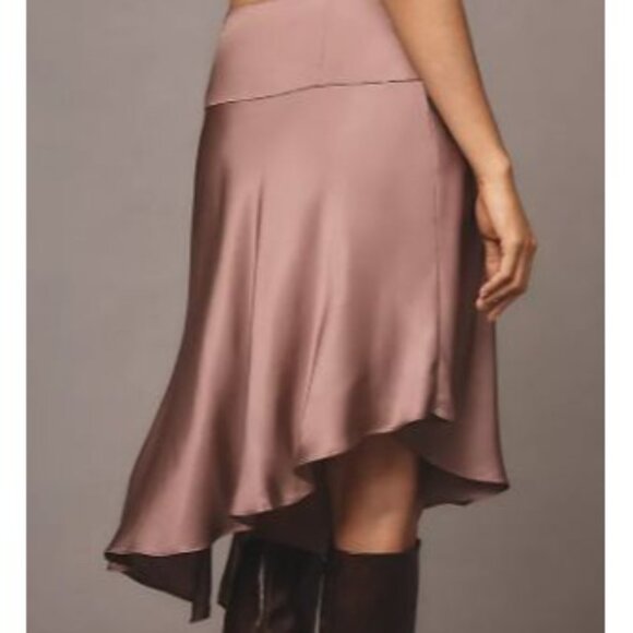Anthropologie Women’s Mauve Viscose Asymmetric Midi Skirt M Minimalist Quiet Lux - Picture 3 of 14